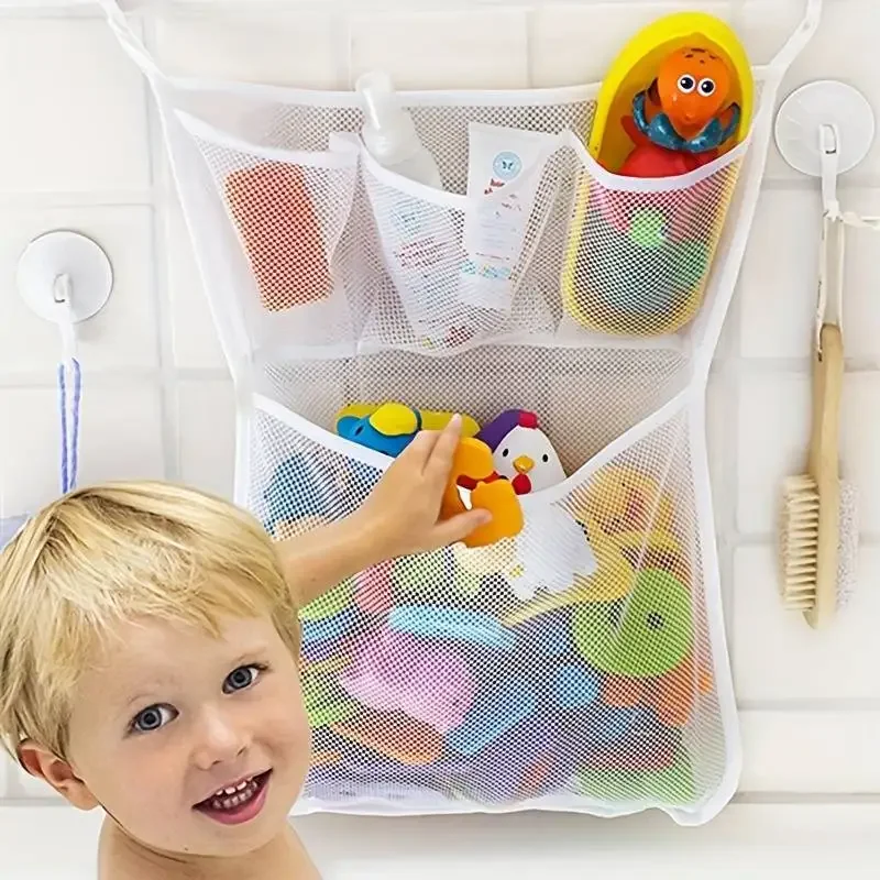Home Bathroom Organizer - Mainan mandi mandi bayi putih, jaring
