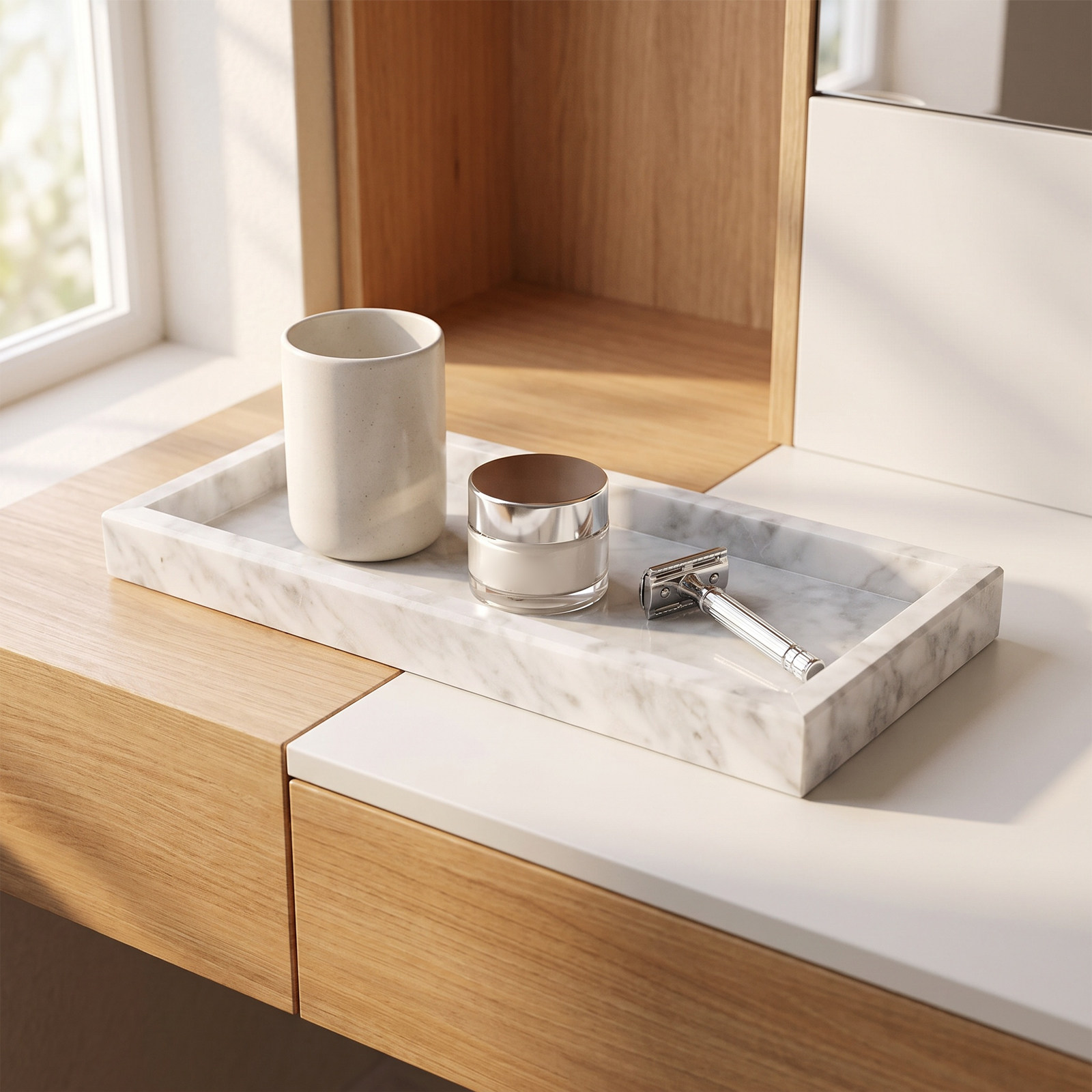 Nampan Marmer Persegi Panjang  - Home Bathroom Organizer ulasan dan harga